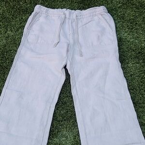 Caslon Linen Cropped Straight Leg Beach Pants in Light Tan Flax Size XS